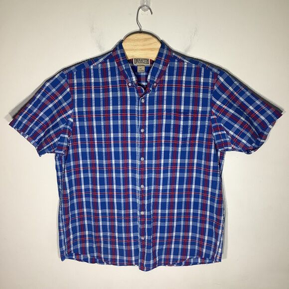 Duluth Trading Mens Short Sleeve Button Up Seersucker Shirt Size XL - Picture 2 of 5